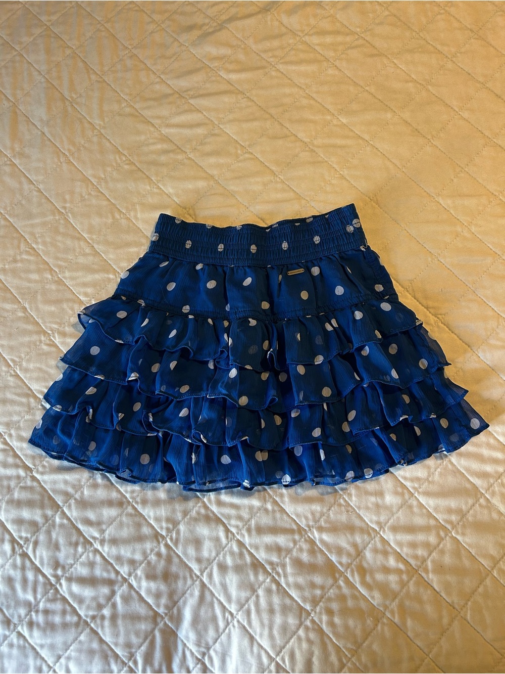 Navy Blue Polka Dot Ruffle Skirt